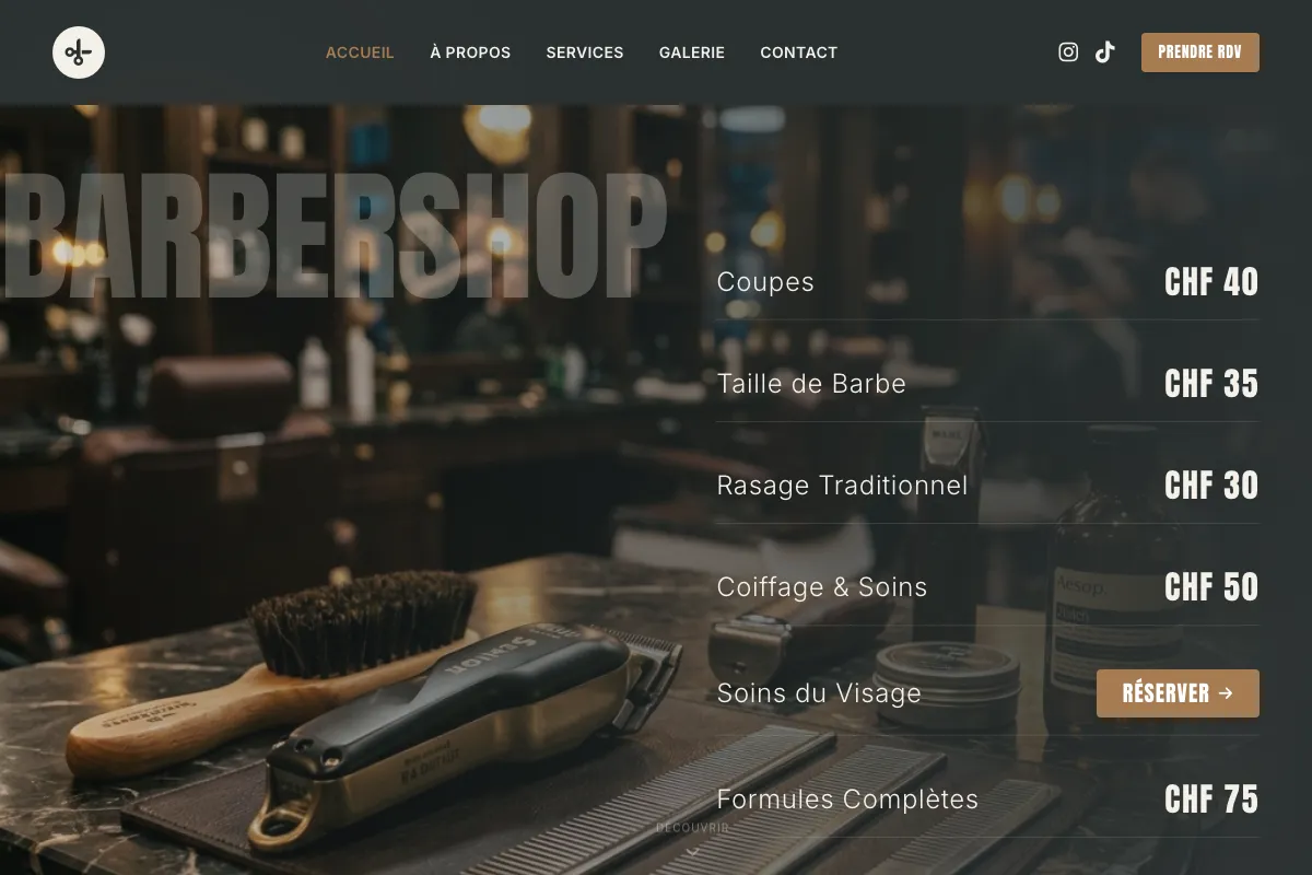 Barbershop Genève — Site vitrine coiffeur & barbier de tradition