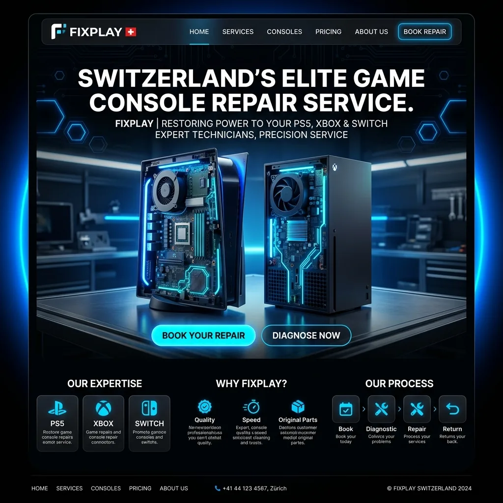 FixPlay — Site web réparation consoles créé par VIZUEL Fribourg